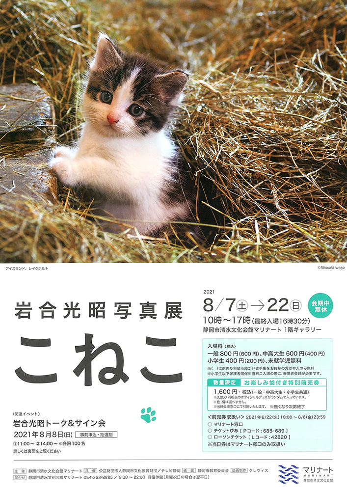 静岡市清水文化会館マリナート 静岡県 で岩合光昭写真展 こねこ が始まりました 株式会社クレヴィス